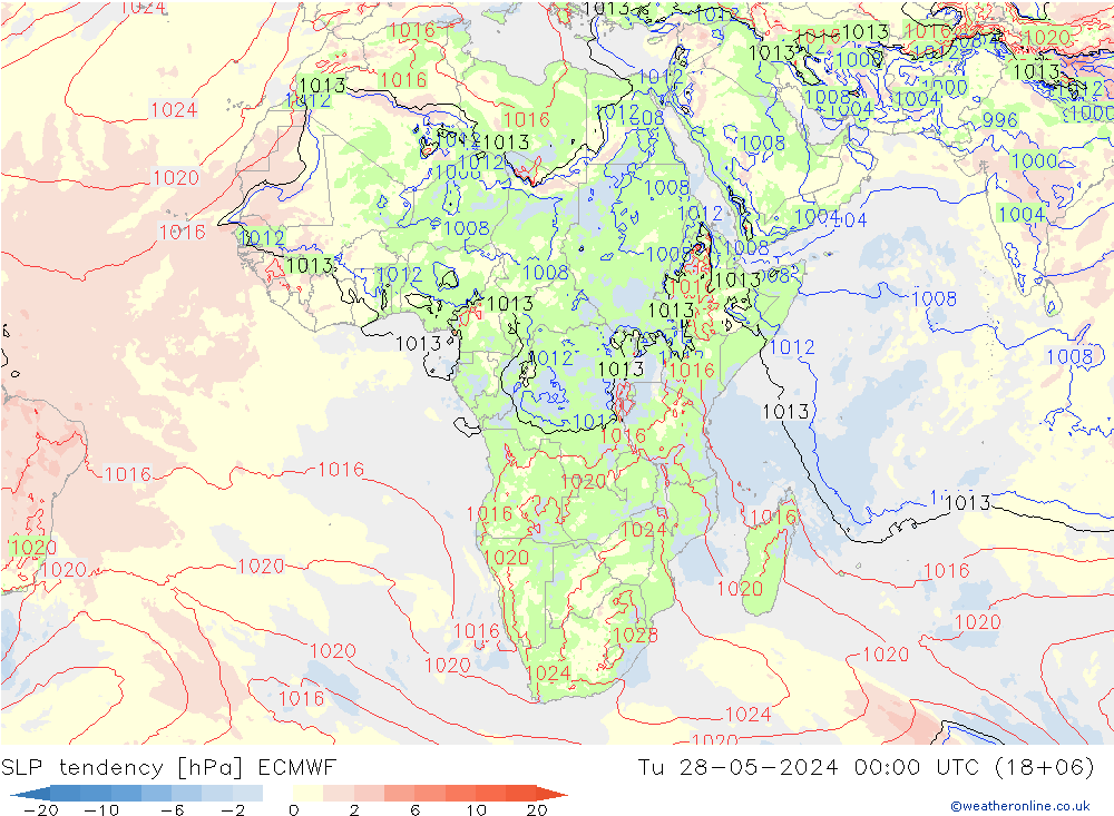 тенденция давления ECMWF вт 28.05.2024 00 UTC