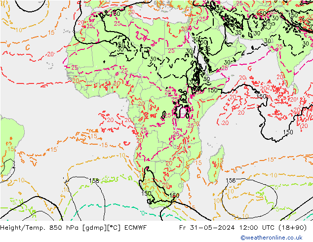 Z500/Rain (+SLP)/Z850 ECMWF Fr 31.05.2024 12 UTC