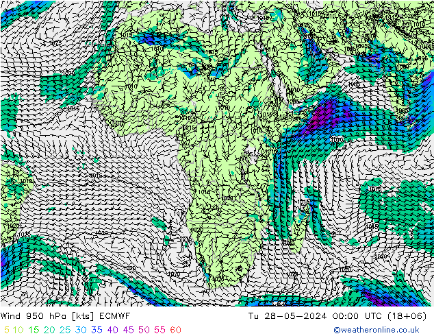 Neerslag 6h/Wind 10m/950 ECMWF di 28.05.2024 00 UTC