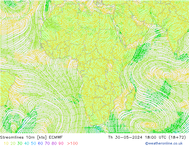 Rüzgar 10m ECMWF Per 30.05.2024 18 UTC