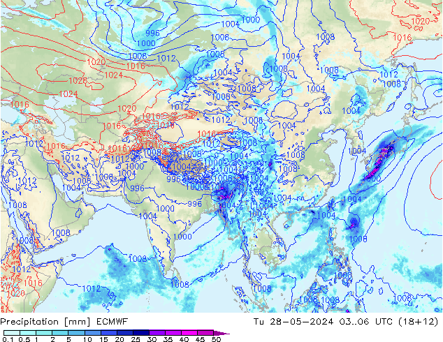 precipitação ECMWF Ter 28.05.2024 06 UTC