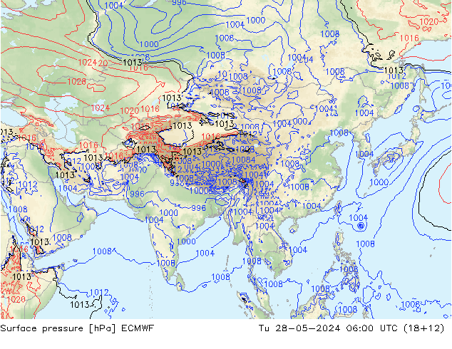 Presión superficial ECMWF mar 28.05.2024 06 UTC