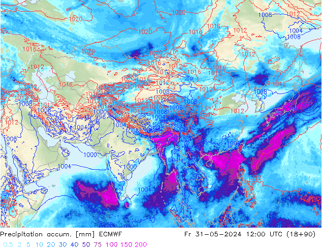 Totale neerslag ECMWF vr 31.05.2024 12 UTC