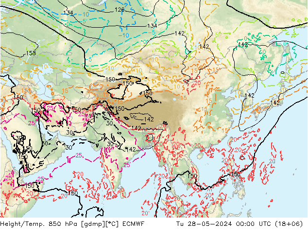 Z500/Rain (+SLP)/Z850 ECMWF вт 28.05.2024 00 UTC