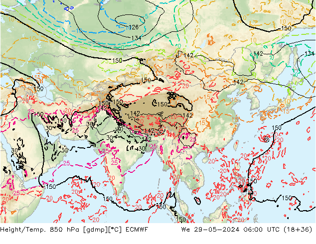 Z500/Rain (+SLP)/Z850 ECMWF We 29.05.2024 06 UTC