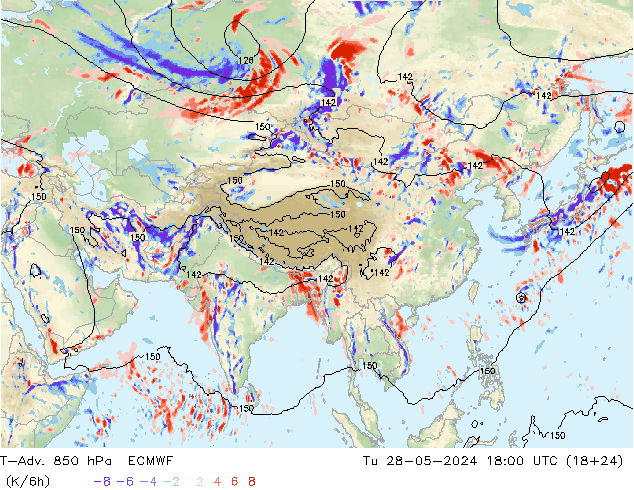 T-Adv. 850 hPa ECMWF Di 28.05.2024 18 UTC