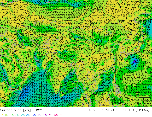 Surface wind ECMWF Th 30.05.2024 09 UTC