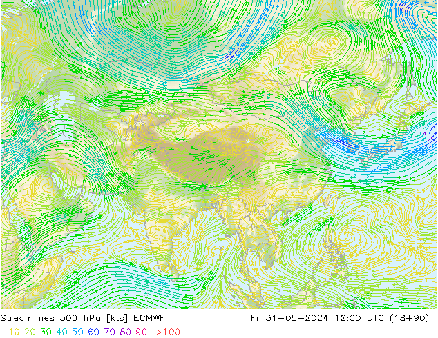 ветер 500 гПа ECMWF пт 31.05.2024 12 UTC