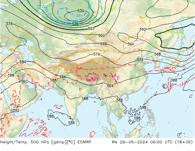 Z500/Rain (+SLP)/Z850 ECMWF We 29.05.2024 06 UTC