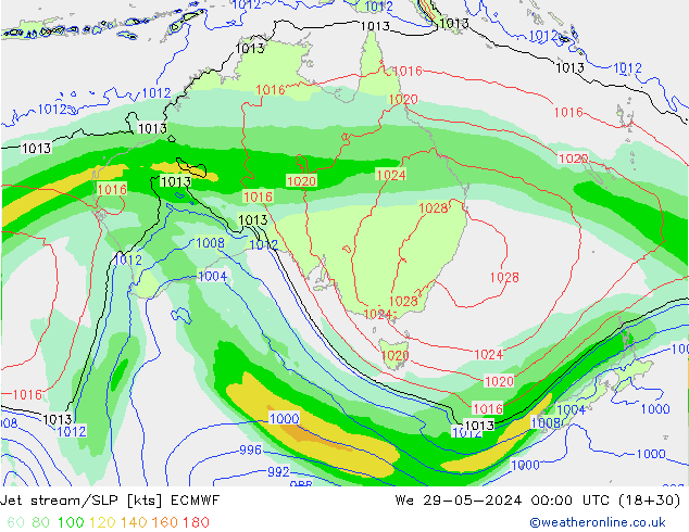 Straalstroom/SLP ECMWF wo 29.05.2024 00 UTC