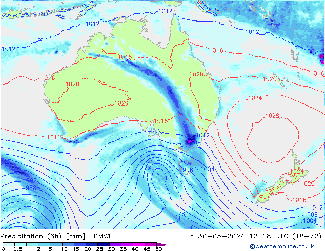 Précipitation (6h) ECMWF jeu 30.05.2024 18 UTC