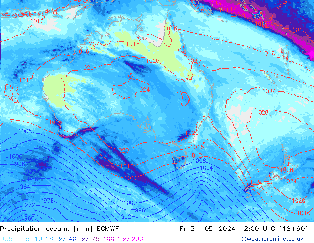 Toplam Yağış ECMWF Cu 31.05.2024 12 UTC