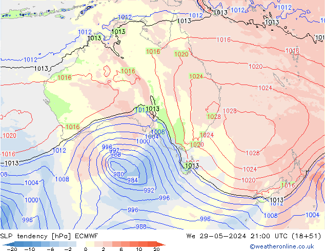 Druktendens (+/-) ECMWF wo 29.05.2024 21 UTC