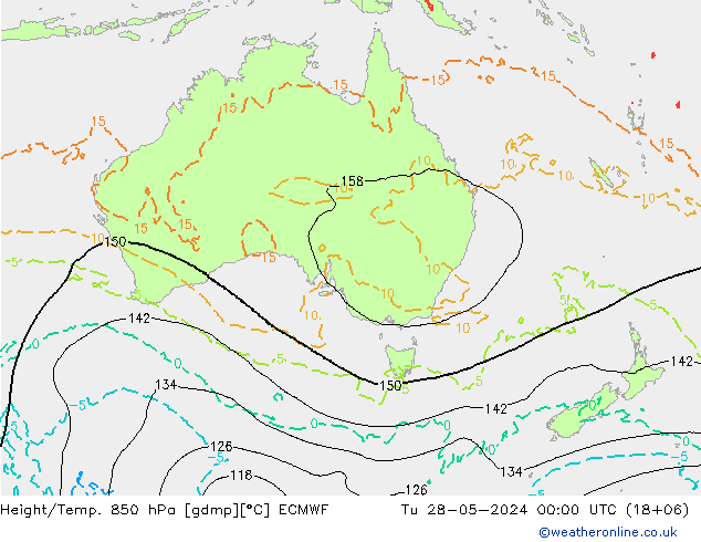 Z500/Rain (+SLP)/Z850 ECMWF wto. 28.05.2024 00 UTC