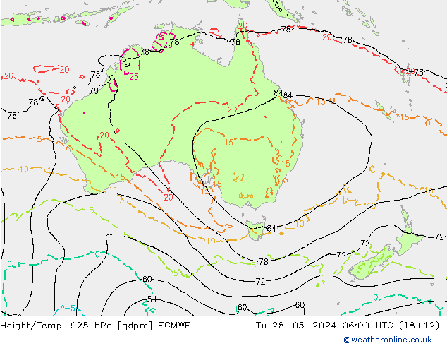 Hoogte/Temp. 925 hPa ECMWF di 28.05.2024 06 UTC