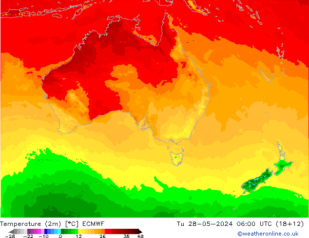 Temperatura (2m) ECMWF Ter 28.05.2024 06 UTC