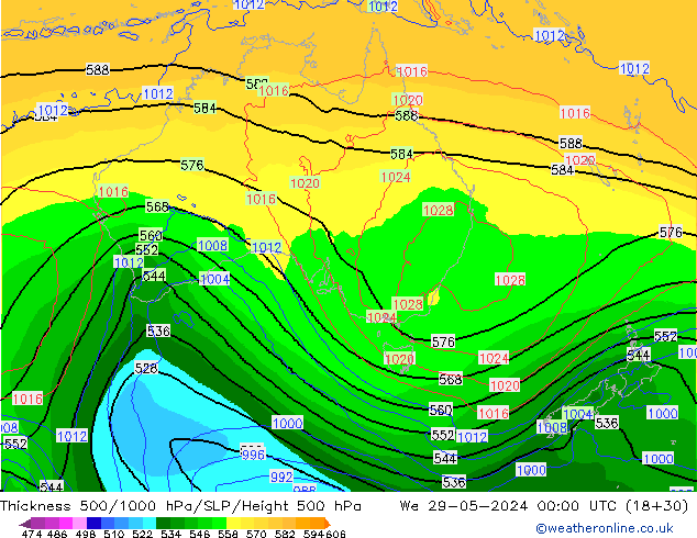 Thck 500-1000hPa ECMWF We 29.05.2024 00 UTC