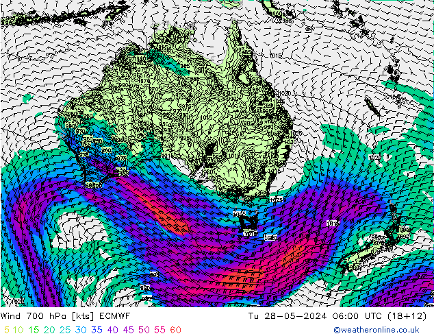 Vento 700 hPa ECMWF Ter 28.05.2024 06 UTC