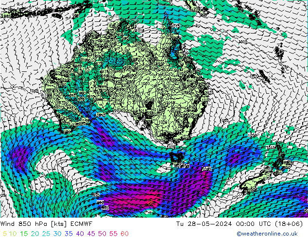 Wind 850 hPa ECMWF Tu 28.05.2024 00 UTC