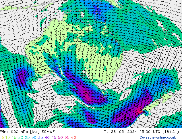 Wind 900 hPa ECMWF Tu 28.05.2024 15 UTC