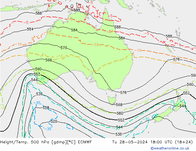 Z500/Rain (+SLP)/Z850 ECMWF  28.05.2024 18 UTC