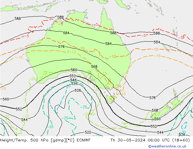 Z500/Rain (+SLP)/Z850 ECMWF jue 30.05.2024 06 UTC