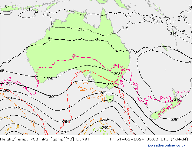 Géop./Temp. 700 hPa ECMWF ven 31.05.2024 06 UTC