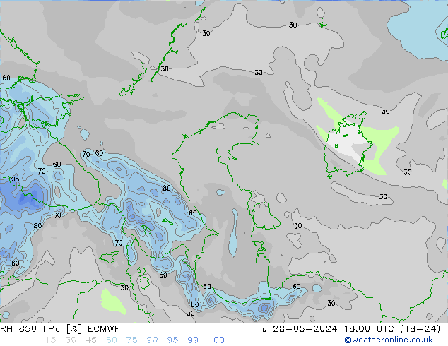 RV 850 hPa ECMWF di 28.05.2024 18 UTC