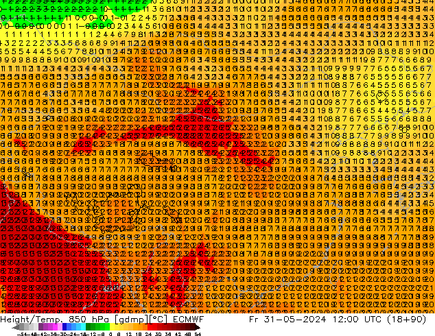 Height/Temp. 850 hPa ECMWF Fr 31.05.2024 12 UTC