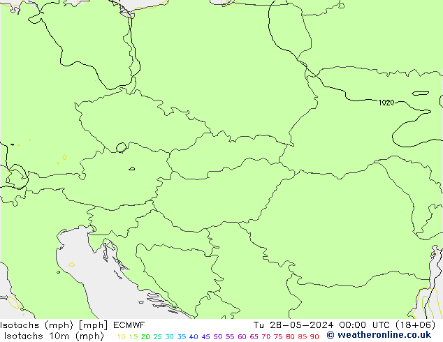 Isotachs (mph) ECMWF Tu 28.05.2024 00 UTC