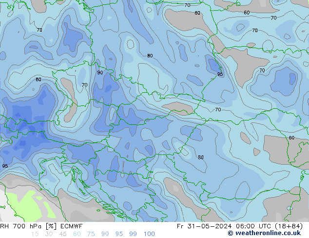 RH 700 hPa ECMWF Sex 31.05.2024 06 UTC