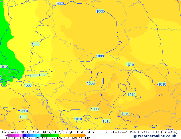 Schichtdicke 850-1000 hPa ECMWF Fr 31.05.2024 06 UTC