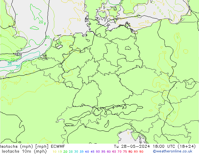 Isotachs (mph) ECMWF mar 28.05.2024 18 UTC