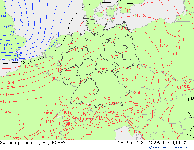 Surface pressure ECMWF Tu 28.05.2024 18 UTC