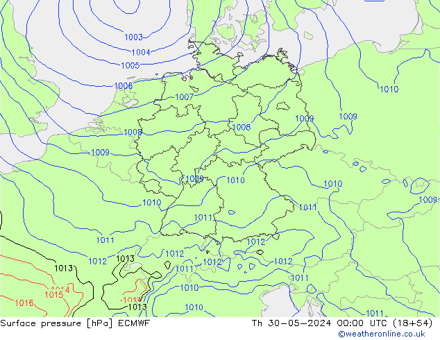 Surface pressure ECMWF Th 30.05.2024 00 UTC