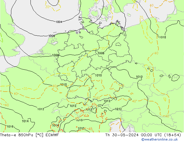 Theta-e 850hPa ECMWF  30.05.2024 00 UTC