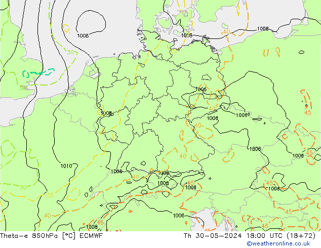 Theta-e 850гПа ECMWF чт 30.05.2024 18 UTC