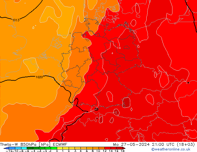 Theta-W 850hPa ECMWF Seg 27.05.2024 21 UTC