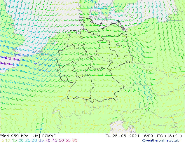 Viento 950 hPa ECMWF mar 28.05.2024 15 UTC