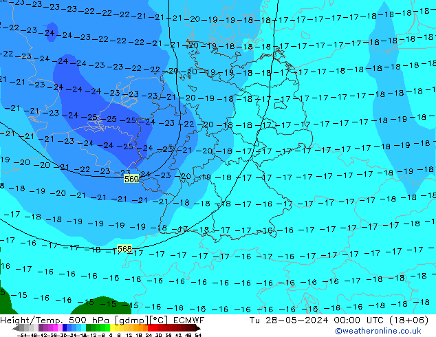 Z500/Rain (+SLP)/Z850 ECMWF  28.05.2024 00 UTC