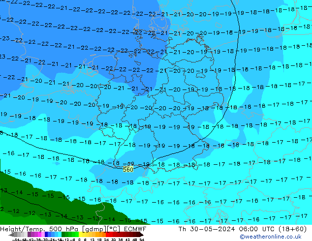 Z500/Rain (+SLP)/Z850 ECMWF Th 30.05.2024 06 UTC