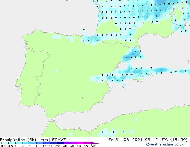 Z500/Yağmur (+YB)/Z850 ECMWF Cu 31.05.2024 12 UTC