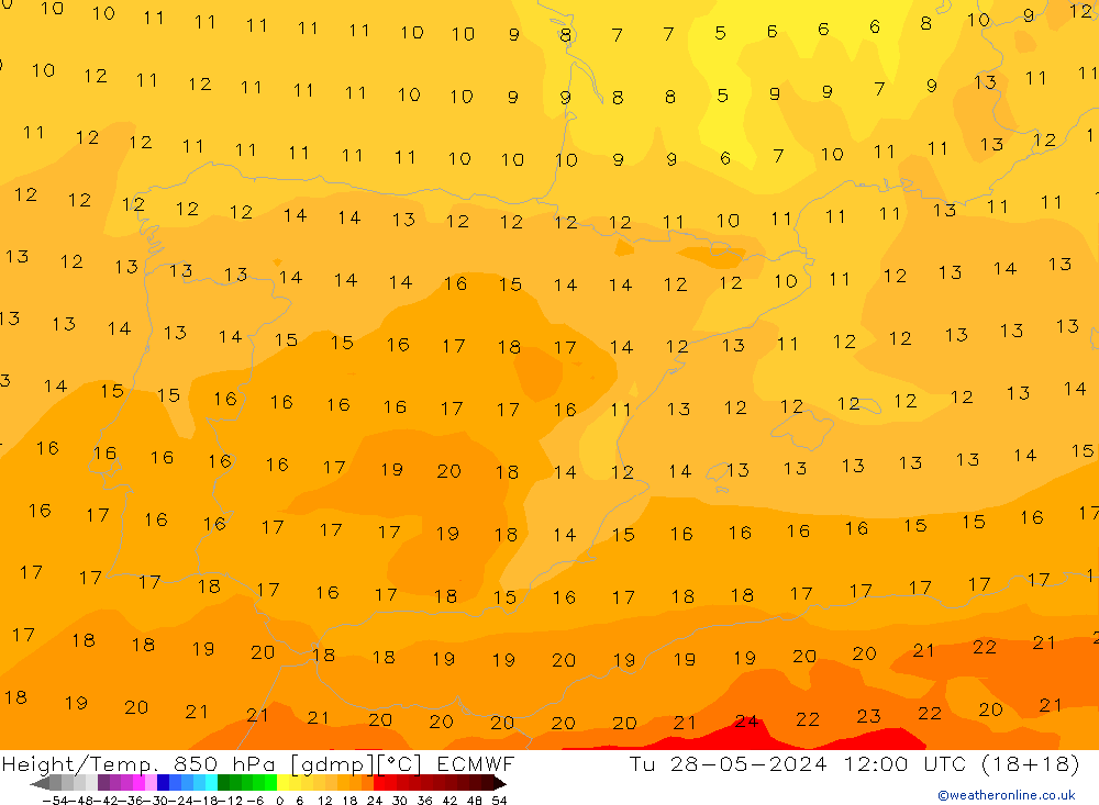 Z500/Rain (+SLP)/Z850 ECMWF  28.05.2024 12 UTC