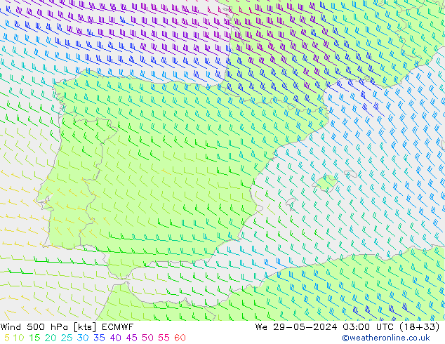 Wind 500 hPa ECMWF St 29.05.2024 03 UTC