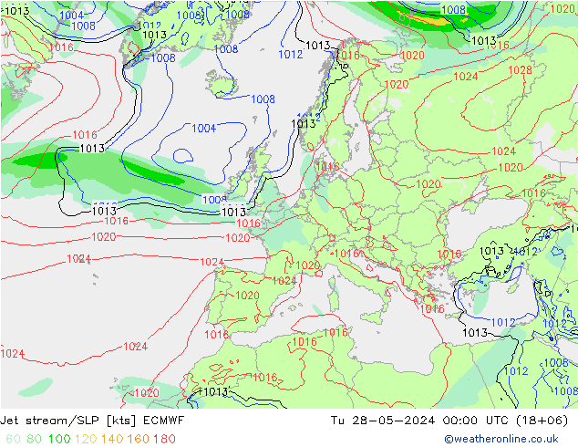 Corriente en chorro ECMWF mar 28.05.2024 00 UTC