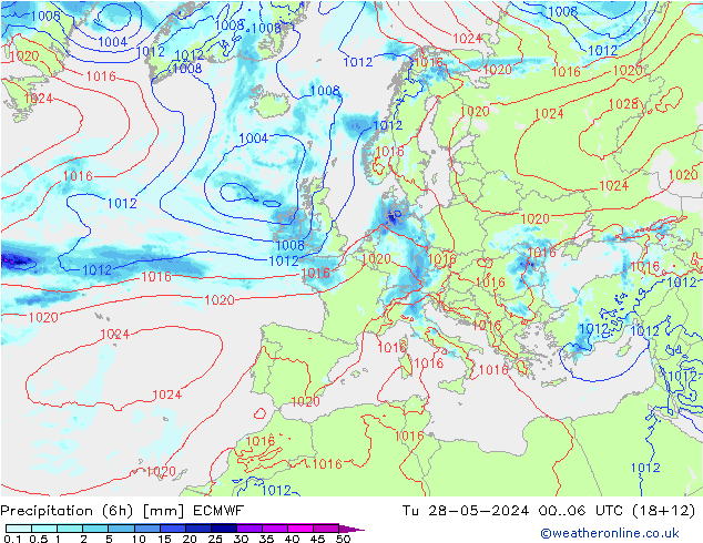 Z500/Rain (+SLP)/Z850 ECMWF Tu 28.05.2024 06 UTC