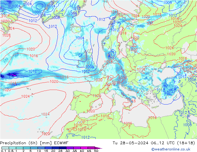 Z500/Rain (+SLP)/Z850 ECMWF Ter 28.05.2024 12 UTC