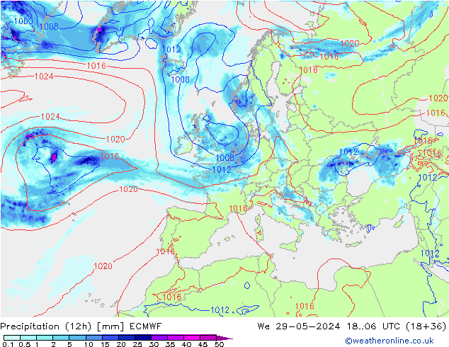 Nied. akkumuliert (12Std) ECMWF Mi 29.05.2024 06 UTC