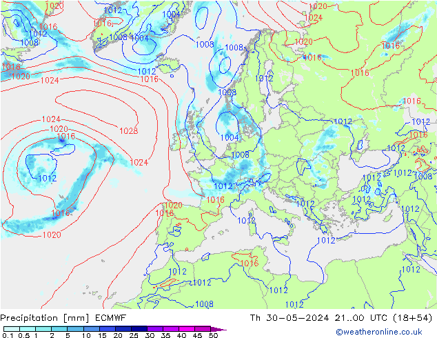 Precipitation ECMWF Th 30.05.2024 00 UTC