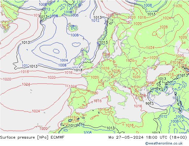 Luchtdruk (Grond) ECMWF ma 27.05.2024 18 UTC